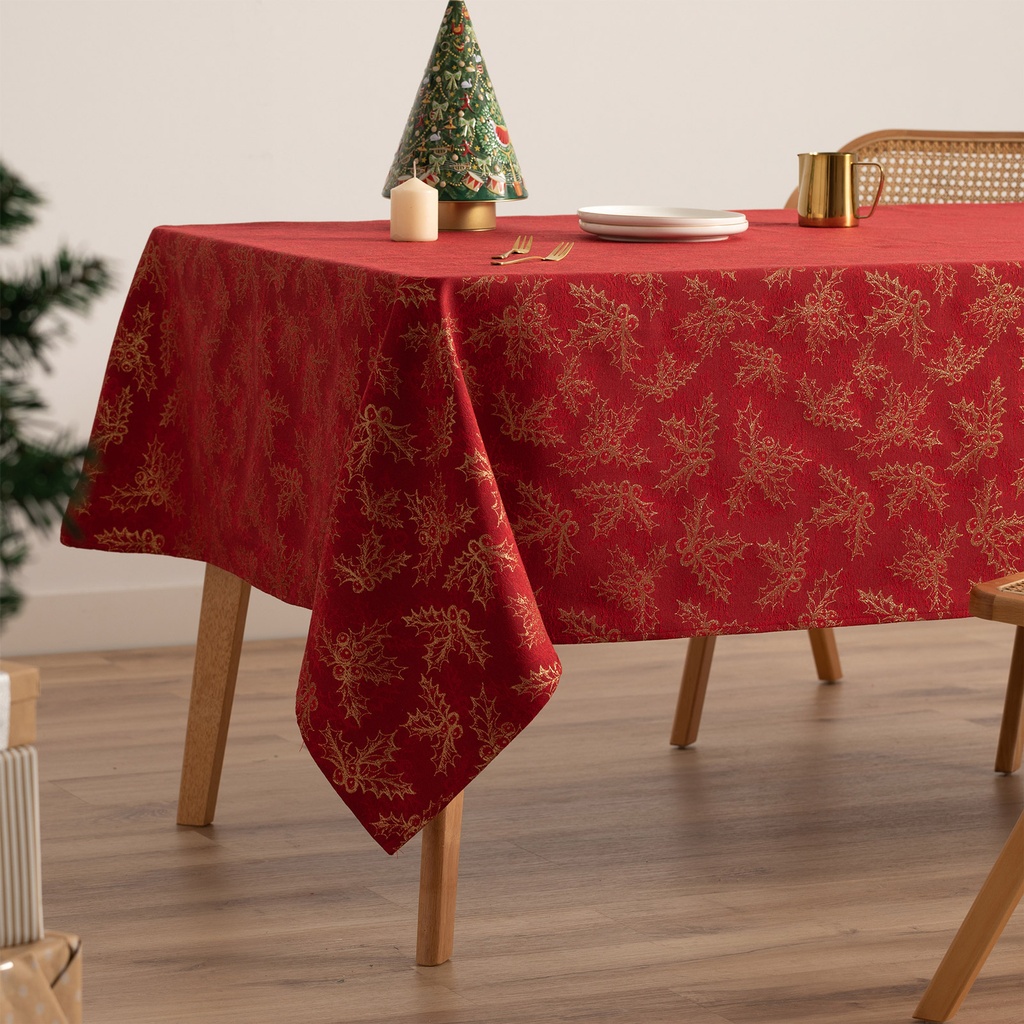 MANTEL JACQUARD NAVIDAD HOLLY